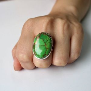Green Mohave Turquoise Sterling Silver Ring